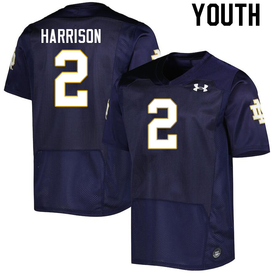 Youth #2 Jayden Harrison Notre Dame Fighting Irish College Football Jerseys Stitched-Navy